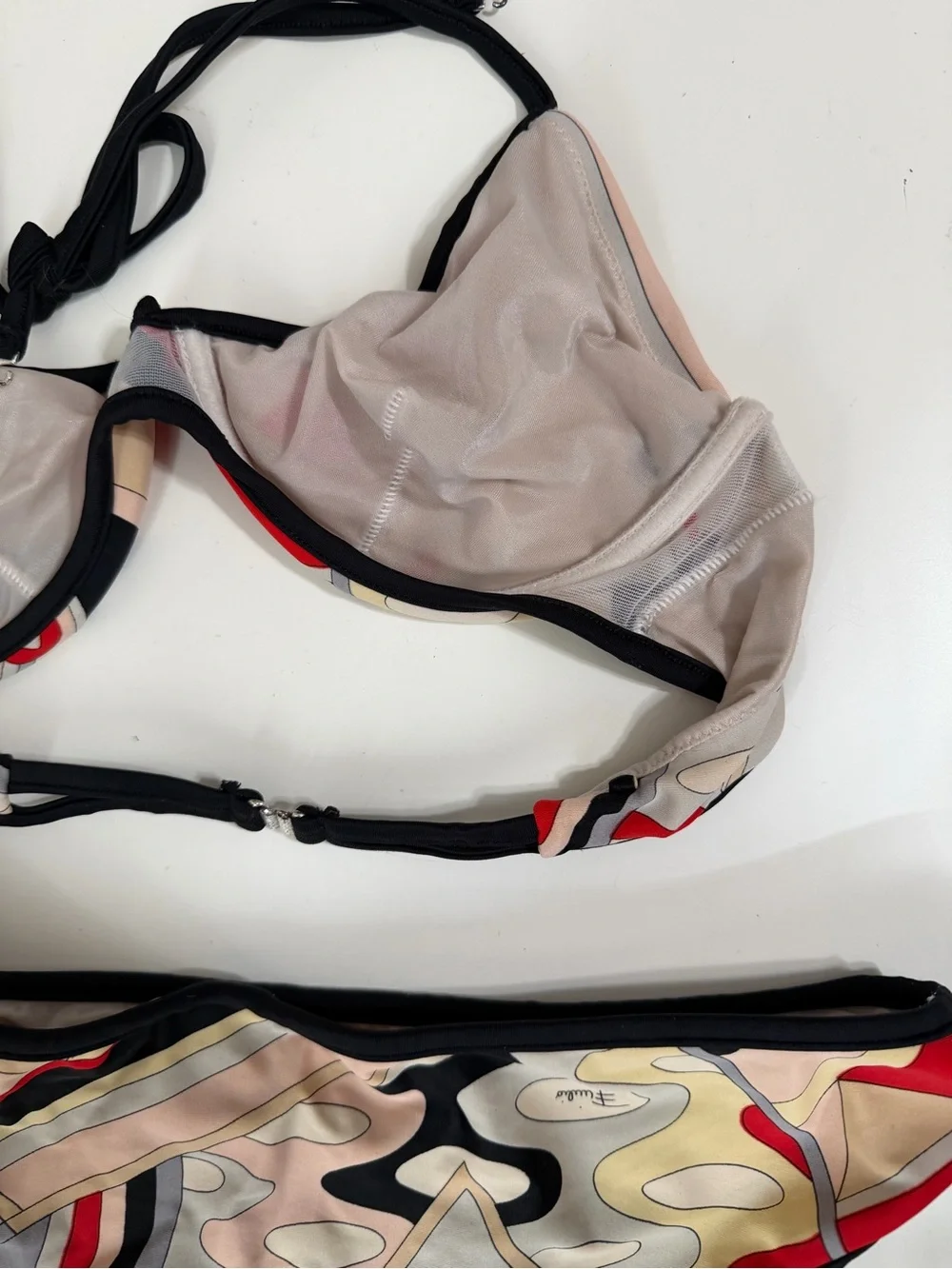 Emilio Pucci Bikini Set Size 44 IT US 8 Signature Print Halter Made In Italy